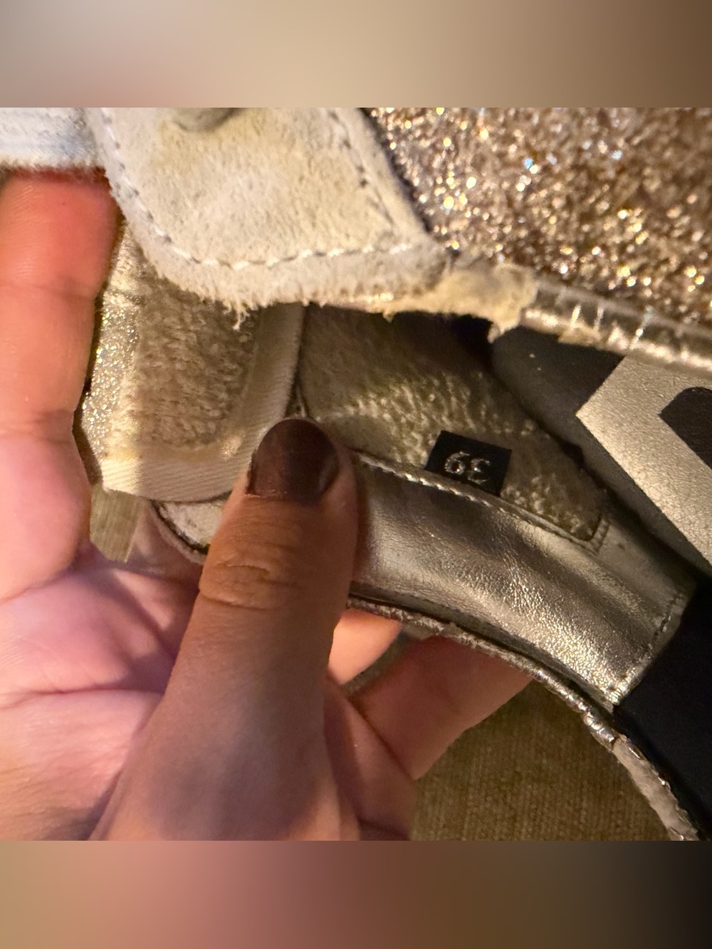 💫💫P448 Women’s Glitter Low-Top Sneakers in Champagne/light pink!!!!! - Picture 6 of 6